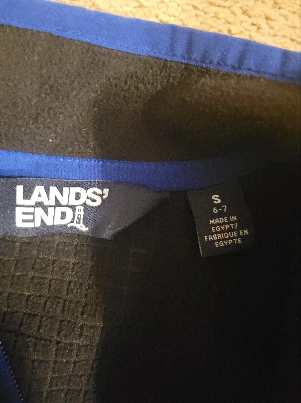 Lands' End Black Kids' Fleece Jacket with Blue Trim